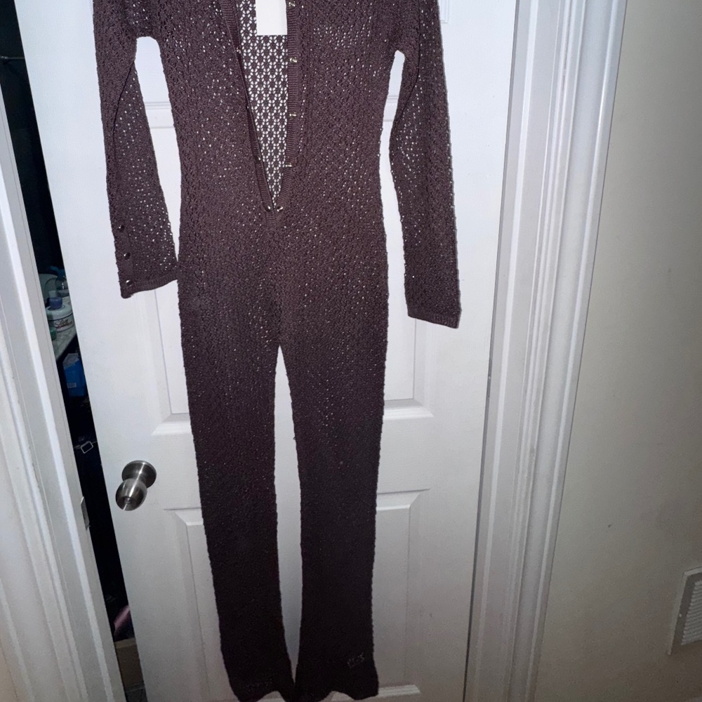 Ruve shop brown knit jumpsuit - Picture 3 of 5